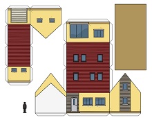 ocuklar iin hazr ev model maketi ablonu, paper craft model house